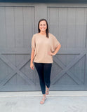 Round Neck Sweater Knit Top ~ Mocha